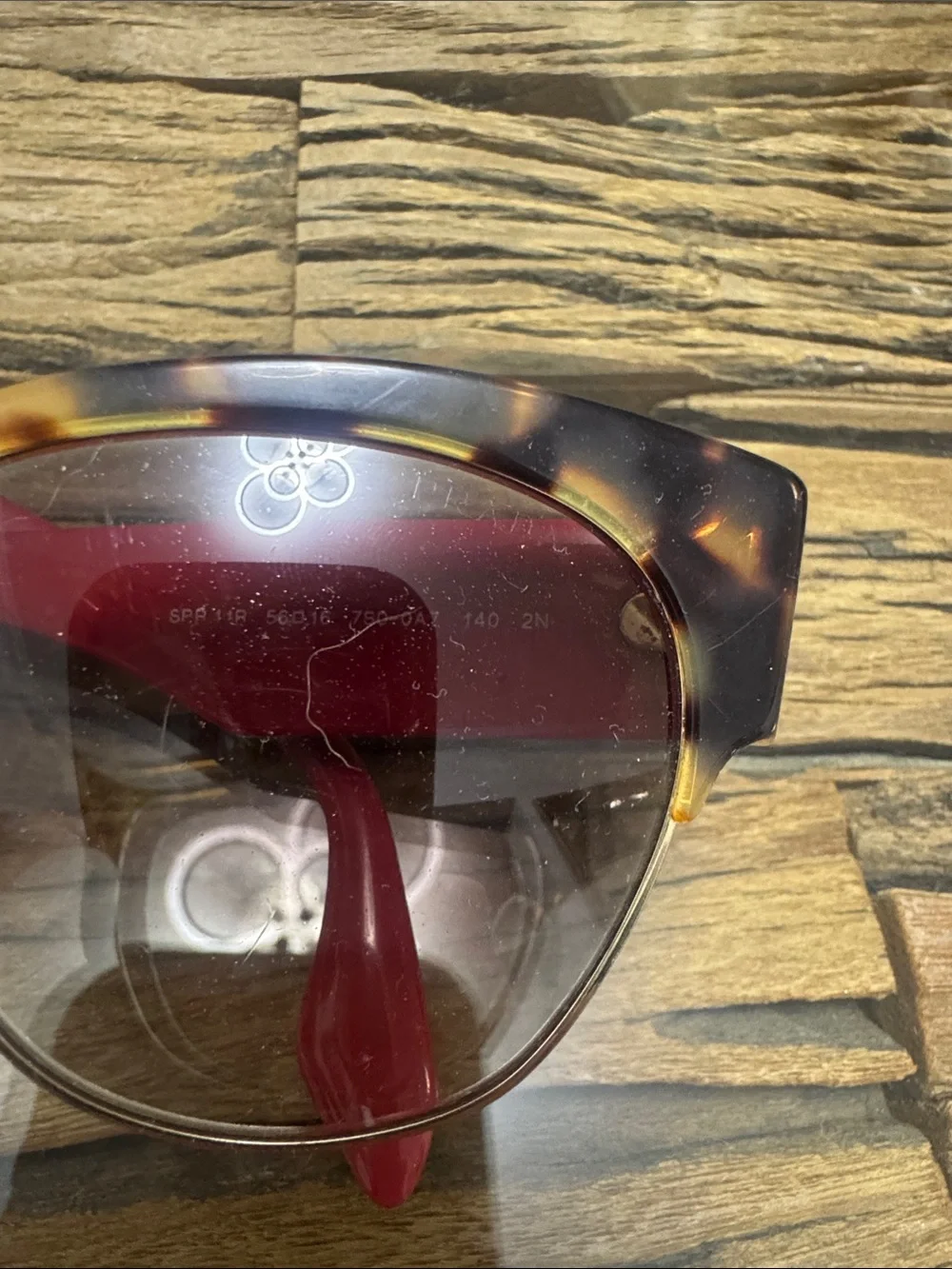 Prada Tortoiseshell Cat-Eye Sunglasses Gradient Lenses SPR 11R 56-16 7SO-A7 GUC
